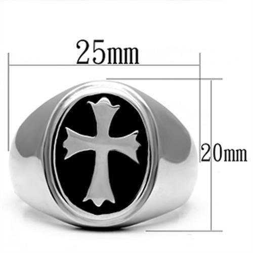 TK714 - High polished (no plating) Stainless Steel Ring with Epoxy  in Jet-1