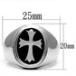 TK714 - High polished (no plating) Stainless Steel Ring with Epoxy  in Jet-1