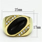 TK716 - IP Gold(Ion Plating) Stainless Steel Ring with Semi-Precious Onyx in Jet-1