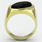 TK716 - IP Gold(Ion Plating) Stainless Steel Ring with Semi-Precious Onyx in Jet-2