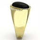 TK716 - IP Gold(Ion Plating) Stainless Steel Ring with Semi-Precious Onyx in Jet-3