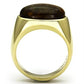 TK718 - IP Gold(Ion Plating) Stainless Steel Ring with Synthetic Tiger Eye in Topaz-2