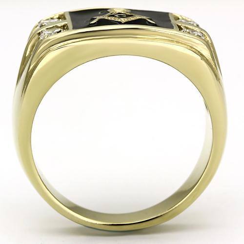 TK719 - IP Gold(Ion Plating) Stainless Steel Ring with AAA Grade CZ  in Clear-2