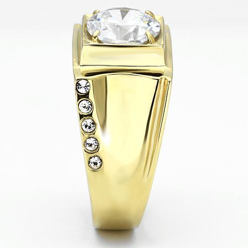 TK721 - IP Gold(Ion Plating) Stainless Steel Ring with AAA Grade CZ  in Clear-3