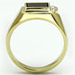 TK722 - IP Gold(Ion Plating) Stainless Steel Ring with Semi-Precious Onyx in Jet-2