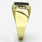 TK722 - IP Gold(Ion Plating) Stainless Steel Ring with Semi-Precious Onyx in Jet-3