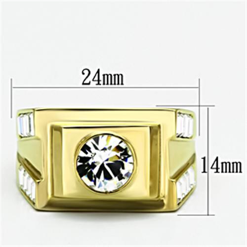 TK725 - IP Gold(Ion Plating) Stainless Steel Ring with Top Grade Crystal  in Clear-1