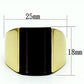 TK726 - IP Gold(Ion Plating) Stainless Steel Ring with Semi-Precious Onyx in Jet-1
