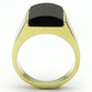 TK726 - IP Gold(Ion Plating) Stainless Steel Ring with Semi-Precious Onyx in Jet-2