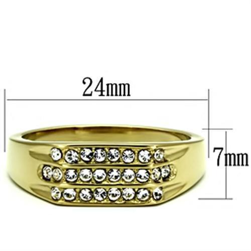 TK727 - IP Gold(Ion Plating) Stainless Steel Ring with Top Grade Crystal  in Clear-1