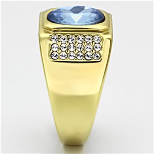 TK730 - IP Gold(Ion Plating) Stainless Steel Ring with Synthetic Synthetic Glass in Light Sapphire-3