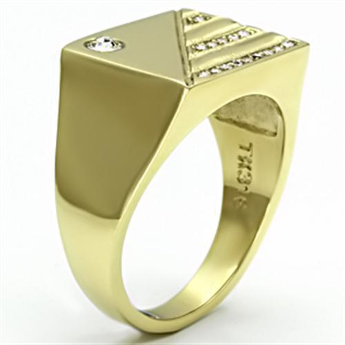 TK731 - IP Gold(Ion Plating) Stainless Steel Ring with Top Grade Crystal  in Clear-3