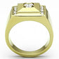 TK732 - IP Gold(Ion Plating) Stainless Steel Ring with AAA Grade CZ  in Clear-2