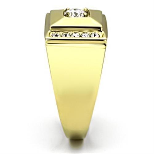 TK732 - IP Gold(Ion Plating) Stainless Steel Ring with AAA Grade CZ  in Clear-3