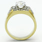 TK736 - Two-Tone IP Gold (Ion Plating) Stainless Steel Ring with AAA Grade CZ  in Clear-2