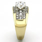 TK736 - Two-Tone IP Gold (Ion Plating) Stainless Steel Ring with AAA Grade CZ  in Clear-3