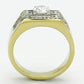TK737 - Two-Tone IP Gold (Ion Plating) Stainless Steel Ring with AAA Grade CZ  in Clear-2