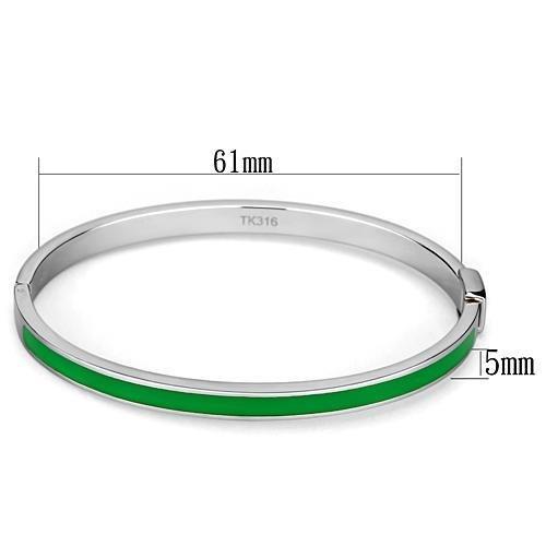 TK745 - High polished (no plating) Stainless Steel Bangle with Epoxy  in Emerald-1