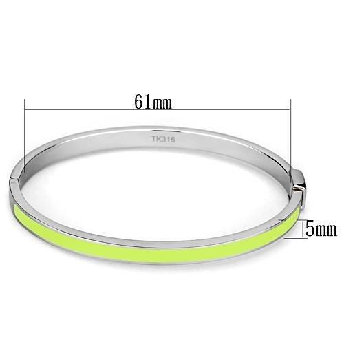 TK746 - High polished (no plating) Stainless Steel Bangle with Epoxy  in Apple Green color-1