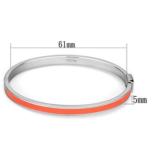 TK748 - High polished (no plating) Stainless Steel Bangle with Epoxy  in Orange-1