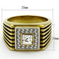 TK750 - Two-Tone IP Gold (Ion Plating) Stainless Steel Ring with Top Grade Crystal  in Clear-1