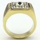 TK750 - Two-Tone IP Gold (Ion Plating) Stainless Steel Ring with Top Grade Crystal  in Clear-2
