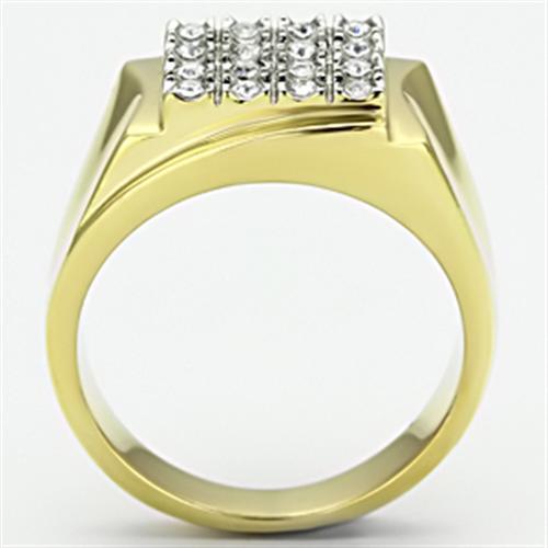 TK751 - Two-Tone IP Gold (Ion Plating) Stainless Steel Ring with Top Grade Crystal  in Clear-2