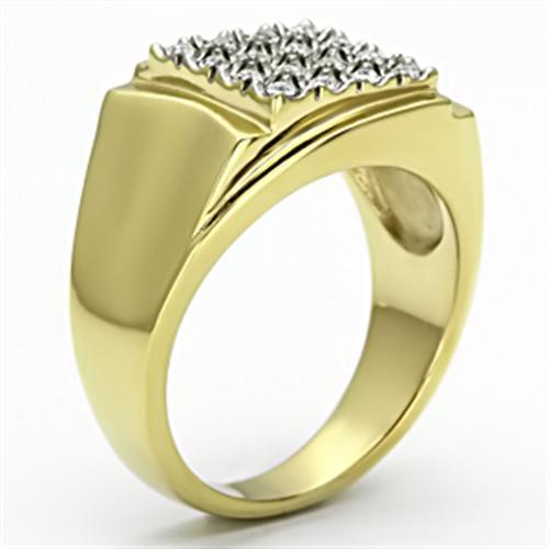 TK751 - Two-Tone IP Gold (Ion Plating) Stainless Steel Ring with Top Grade Crystal  in Clear-3