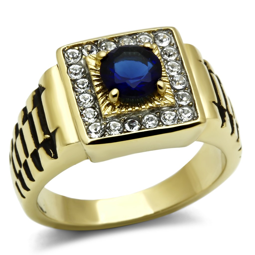 TK754 - Two-Tone IP Gold (Ion Plating) Stainless Steel Ring with Synthetic Synthetic Glass in Montana-0