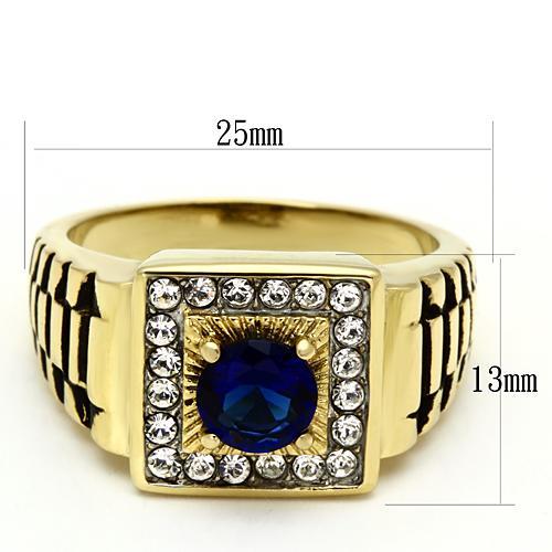 TK754 - Two-Tone IP Gold (Ion Plating) Stainless Steel Ring with Synthetic Synthetic Glass in Montana-1