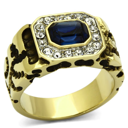 TK756 - Two-Tone IP Gold (Ion Plating) Stainless Steel Ring with Top Grade Crystal  in Montana-0