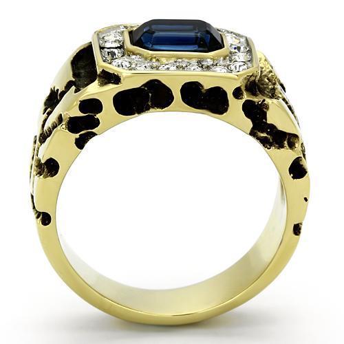 TK756 - Two-Tone IP Gold (Ion Plating) Stainless Steel Ring with Top Grade Crystal  in Montana-2