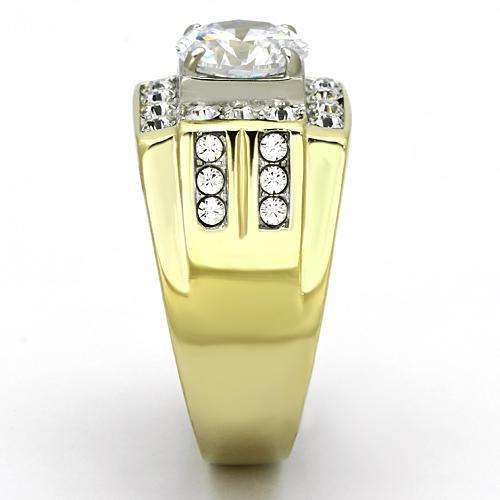 TK760 - Two-Tone IP Gold (Ion Plating) Stainless Steel Ring with AAA Grade CZ  in Clear-3