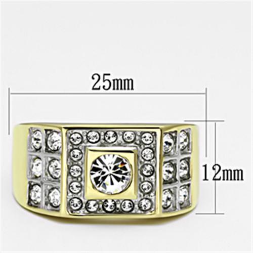 TK762 - Two-Tone IP Gold (Ion Plating) Stainless Steel Ring with Top Grade Crystal  in Clear-1