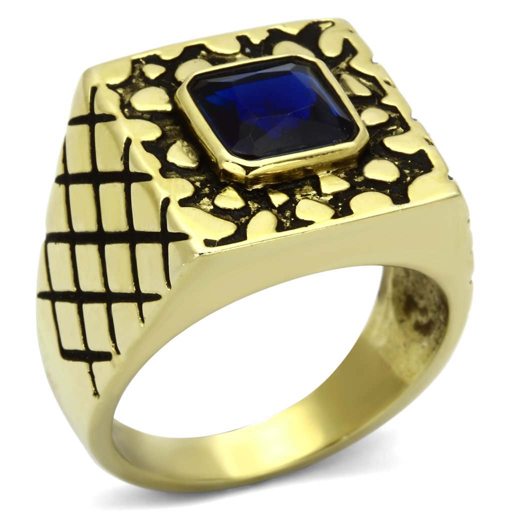 TK763 - IP Gold(Ion Plating) Stainless Steel Ring with Synthetic Synthetic Glass in Montana-0