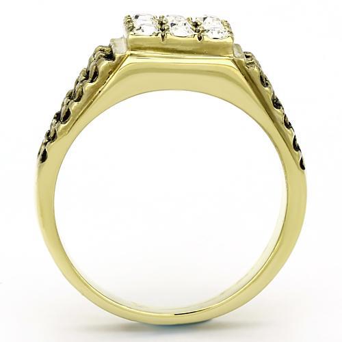 TK765 - IP Gold(Ion Plating) Stainless Steel Ring with Top Grade Crystal  in Clear-2