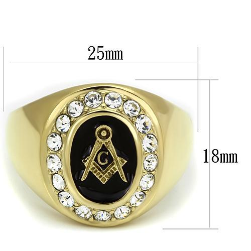 TK766 - IP Gold(Ion Plating) Stainless Steel Ring with Top Grade Crystal  in Clear-1