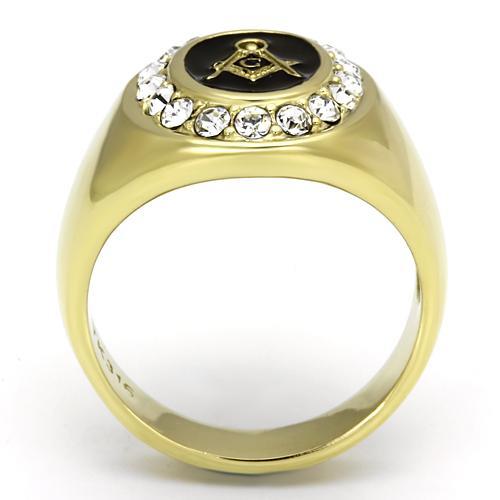 TK766 - IP Gold(Ion Plating) Stainless Steel Ring with Top Grade Crystal  in Clear-2