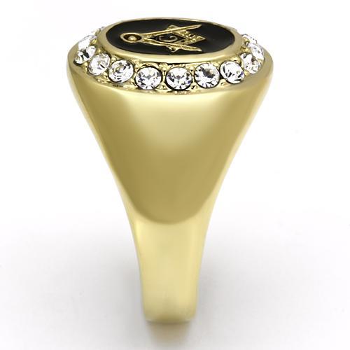 TK766 - IP Gold(Ion Plating) Stainless Steel Ring with Top Grade Crystal  in Clear-3