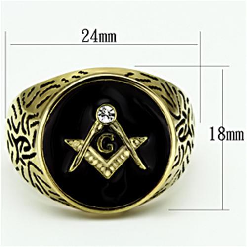 TK768 - IP Gold(Ion Plating) Stainless Steel Ring with Top Grade Crystal  in Clear-1