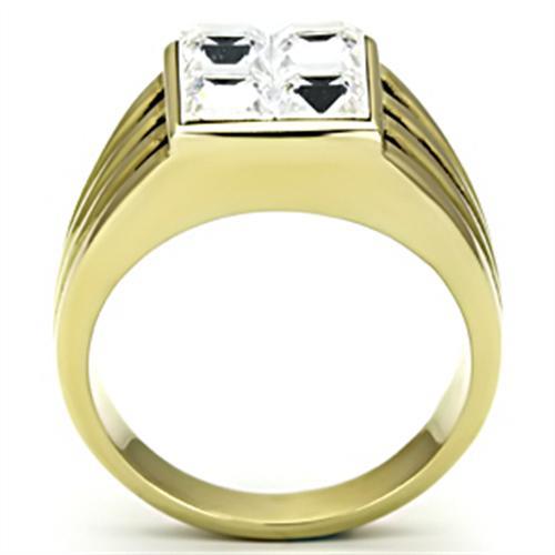 TK769 - IP Gold(Ion Plating) Stainless Steel Ring with Top Grade Crystal  in Clear-2