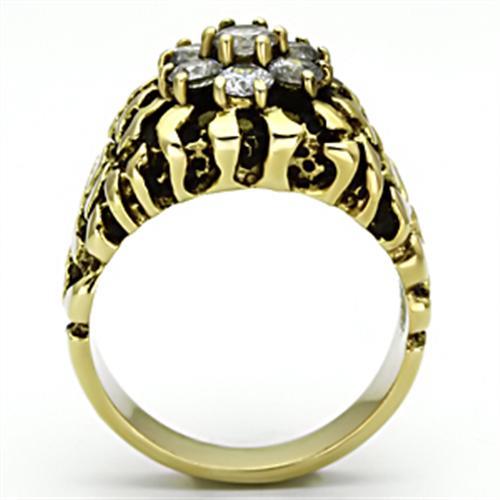 TK771 - IP Gold(Ion Plating) Stainless Steel Ring with AAA Grade CZ  in Clear-2