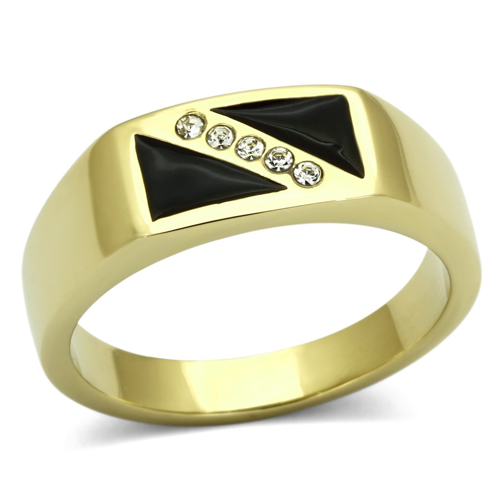 TK775 - IP Gold(Ion Plating) Stainless Steel Ring with Top Grade Crystal  in Clear-0