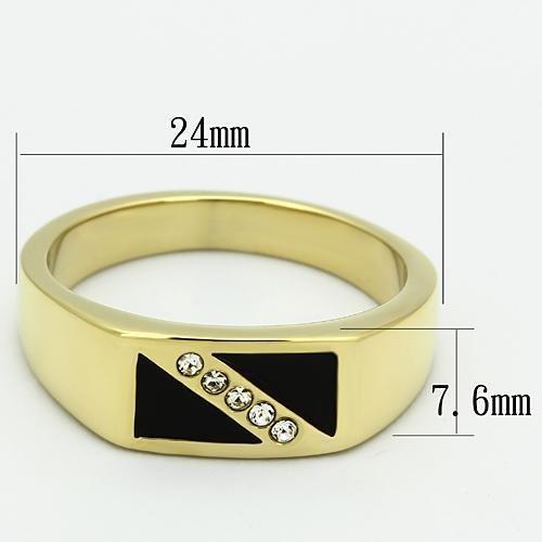 TK775 - IP Gold(Ion Plating) Stainless Steel Ring with Top Grade Crystal  in Clear-1