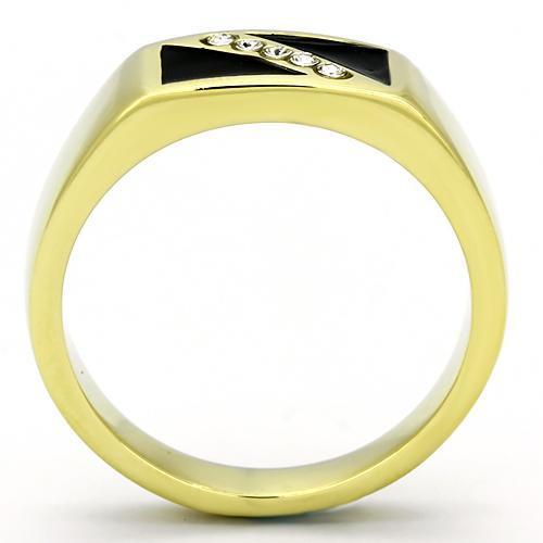 TK775 - IP Gold(Ion Plating) Stainless Steel Ring with Top Grade Crystal  in Clear-2