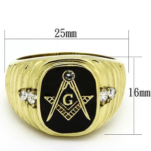 TK776 - IP Gold(Ion Plating) Stainless Steel Ring with Top Grade Crystal  in Clear-1