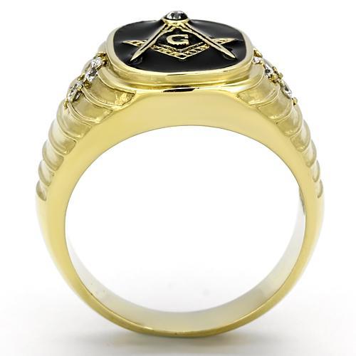 TK776 - IP Gold(Ion Plating) Stainless Steel Ring with Top Grade Crystal  in Clear-2