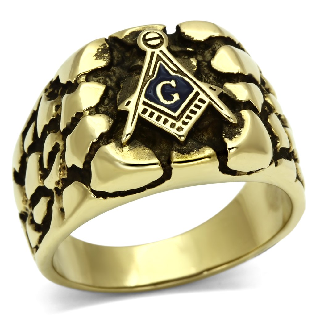 TK778 - IP Gold(Ion Plating) Stainless Steel Ring with No Stone-0