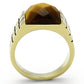 TK779 - IP Gold(Ion Plating) Stainless Steel Ring with Semi-Precious Tiger Eye in Topaz-2