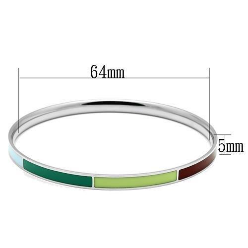 TK783 - High polished (no plating) Stainless Steel Bangle with Epoxy  in Multi Color-1